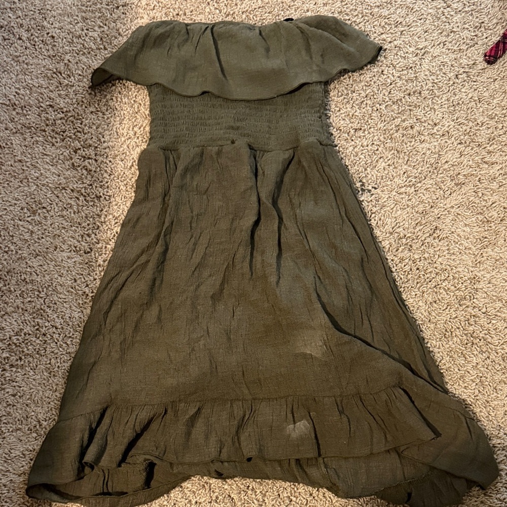 Elegant Olive Off-Shoulder Dress